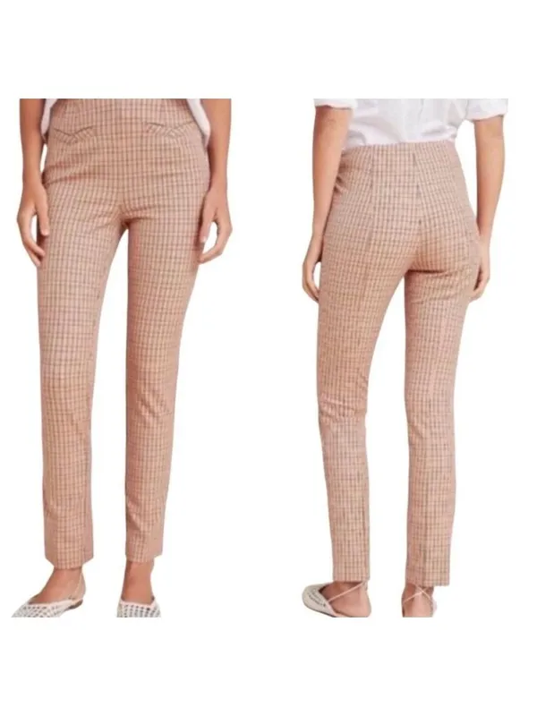 Anthropologie The Essential Slim Plaid High-Waisted Pants Size 2 - Image 2