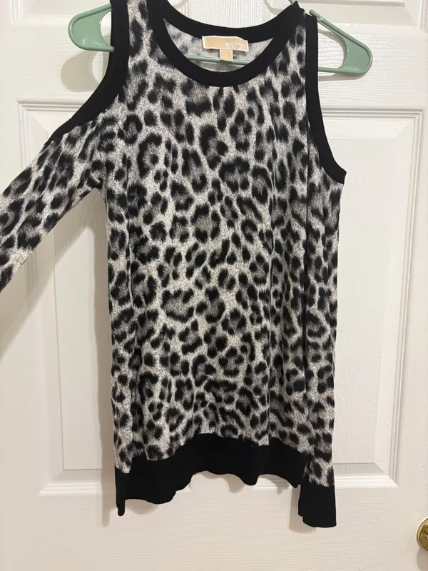 Michael Kors Women’s Leopard Print Sleeveless Tank Top – Black & Gray - Image 2