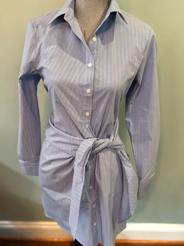 NWOT Abercrombie & Fitch Light Blue Pinstripe Long Sleeve Shirt Dress - Image 5
