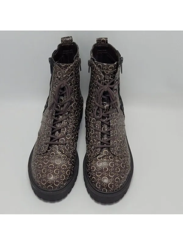 Guess Los Angeles Womens Brown Logo Ankle Combat Lace Up Boots Side Zip Sz 8.5M - Image 11
