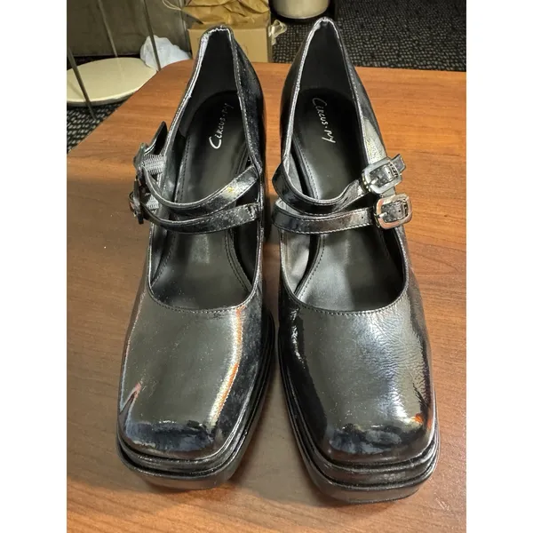 Sam Edelman Circus Pepper platform Heeled Patent Black Mary Jane pumps Size 9 - Image 6