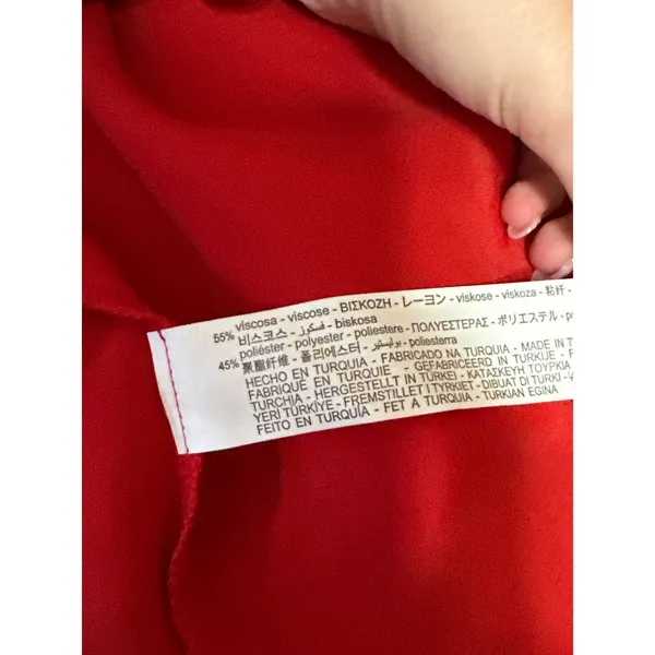 NEW Zara Red Satin Silk Sleeveless Deep V Neck Slit Cutout Back Maxi Dress Sz L - Image 6