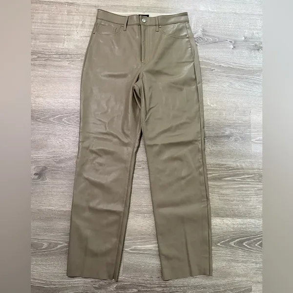 •EXPRESS• SUPER HIGH RISE MODERN STRAIGHT LEATHER PANTS - Image 2