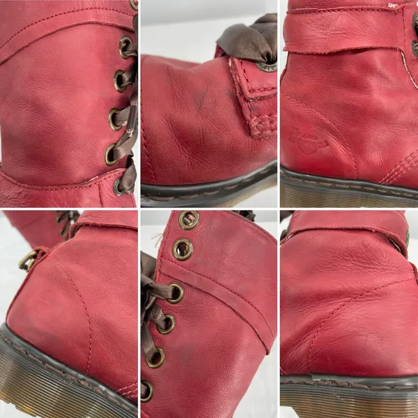 Dr. Martens Triumph Boots Red Oxblood Leather Pirate Fold Down Floral Boots US 9 - Image 14