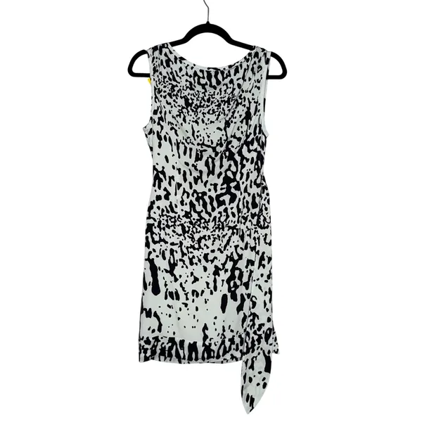 Diane von Furstenberg Draped Silk Dress Women 6 Mint Black Animal Print Exc - Image 4