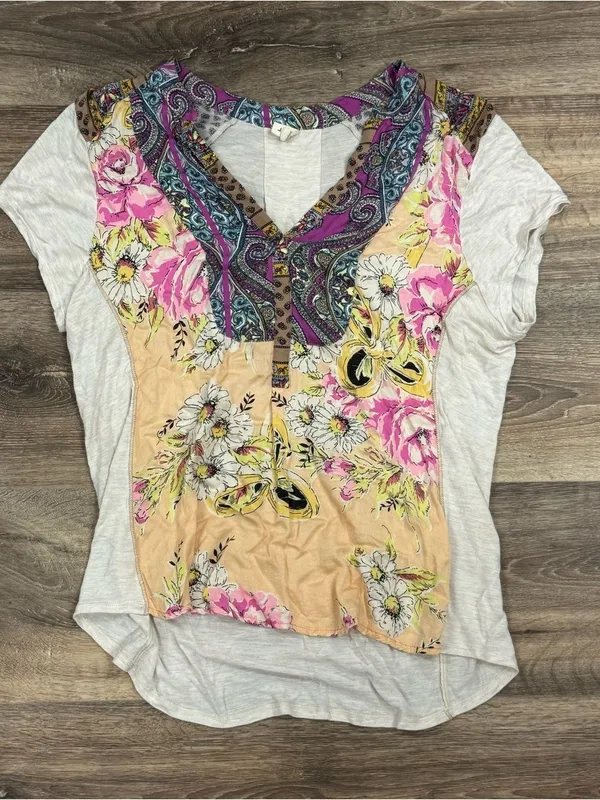 Anthropologie Tiny Mixed Media Paisley Floral Top Women’s Large - Image 2