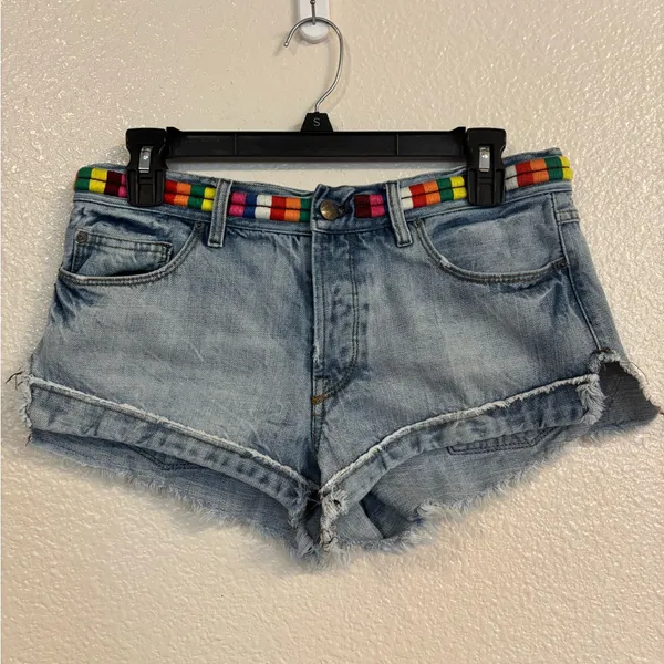 FREE PEOPLE Elliot Boho Embroidered Denim Shorts - Image 3