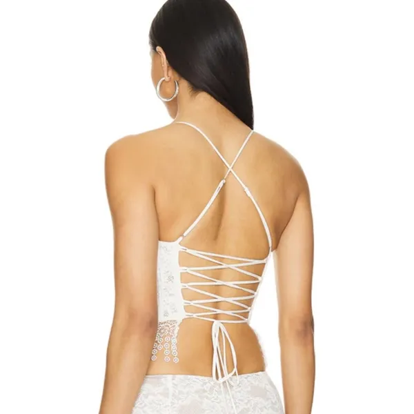 NWT Loba Revolve‎ Elisa lace corset lace up top white sz - Image 3