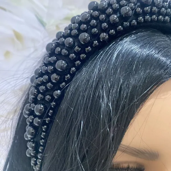 * Pearl headband - Black faux pearl - Image 4