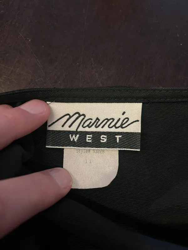 Vintage Marnie West Dress Womens 11 Black A-Line Corset Tie Back Made USA 90s - Image 10