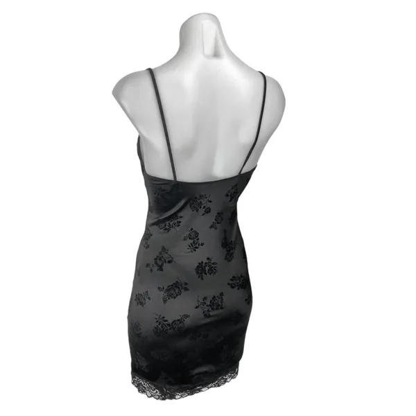 Urban Outfitters MOTEL Coti Black Floral Lace Silk Satin Cami Camisole Bodycon Tank Dress Size XS - Image 2