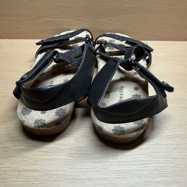 Drexlite Ardell Black Strappy Sandals Size‎ 9M Braided Comfort Cork Footbed Boho - Image 4