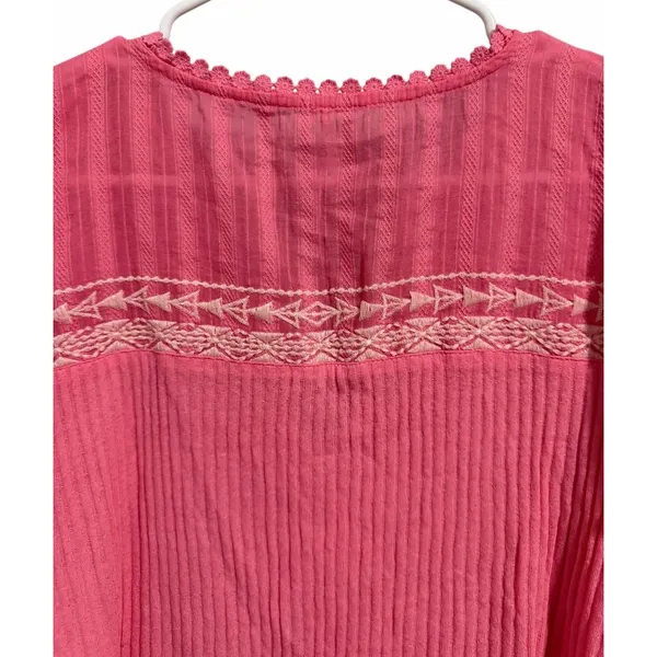 Free People Sarafina Embroidered Top‎ Pink Rose Women's Size Small - Image 4