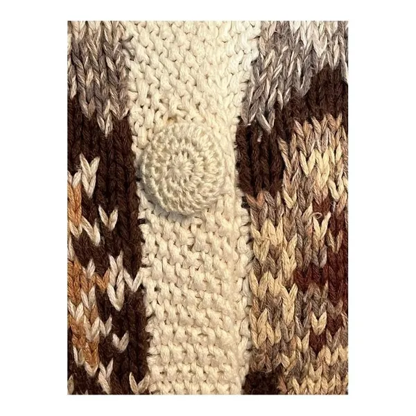 Red Camel Llama Novelty Cardigan Sweater Womens Large Cream Brown Vintage‎ Ramie - Image 6