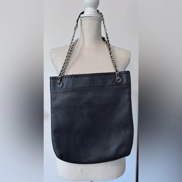 Tory Burch Black Leather convertible crossbody Chain Tote - Image 2
