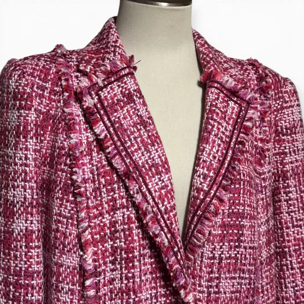 Lane Bryant Wool Blend Blazer Jacket Pink Fringe 22 - Image 2