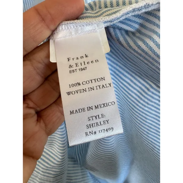 Frank & Eileen blue striped oversized Shirley button up top size medium - Image 5