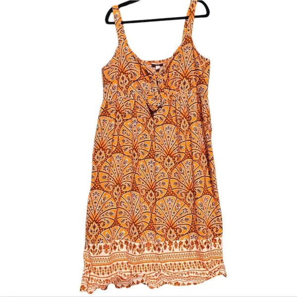 Knox Rose NWOT‎ Dress Wide Strap Orange Coral Floral Boho Midi Dress XXL - Image 2