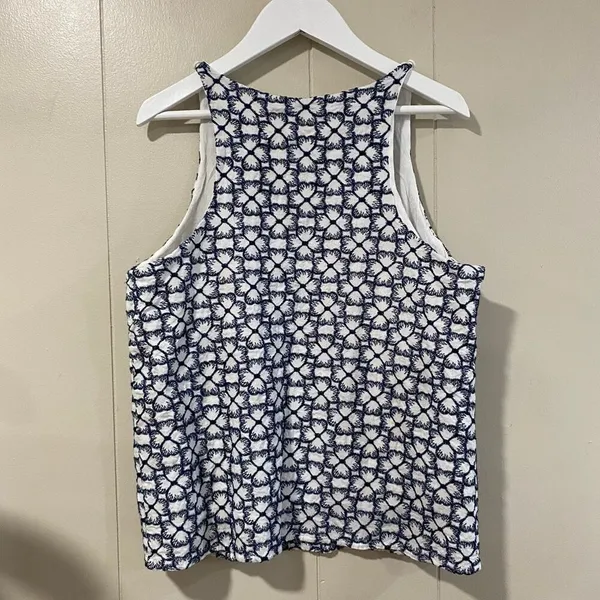 Miami Blue White Embroidered Sleeveless Tank Top Women’s Small - Image 2