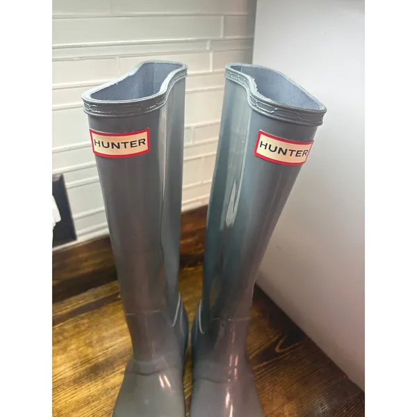 Hunter‎ Gray Tall Rain Boots Size 7 - Image 7