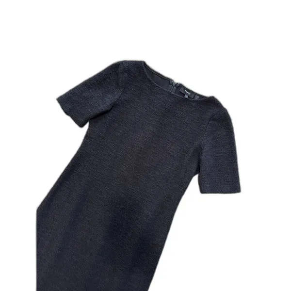 Theory | Black Tweed Cotton Knit Dress Size 4 Knee Length Career Work Business - Image 5