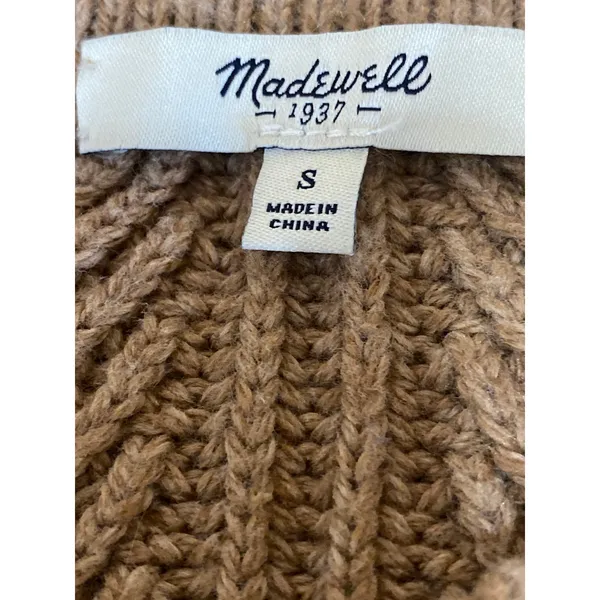 Madewell Women's Brown Chunky Rib Knit Crewneck Long Sleeve Sweater Top Size S - Image 3