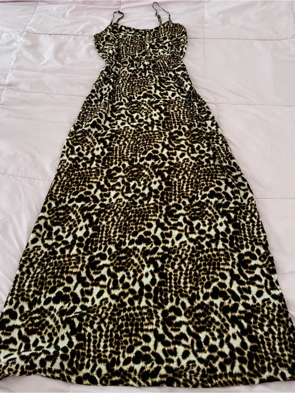 Twelfth Street by Cynthia Vincent 100% silk Leopard Print Maxi Dress, size SP - Image 14