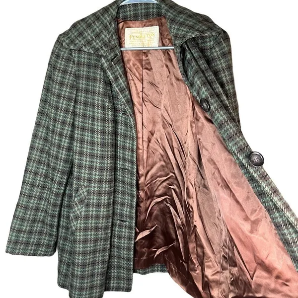 ‎Vintage Pendleton 100% Wool plaid coat - Image 8