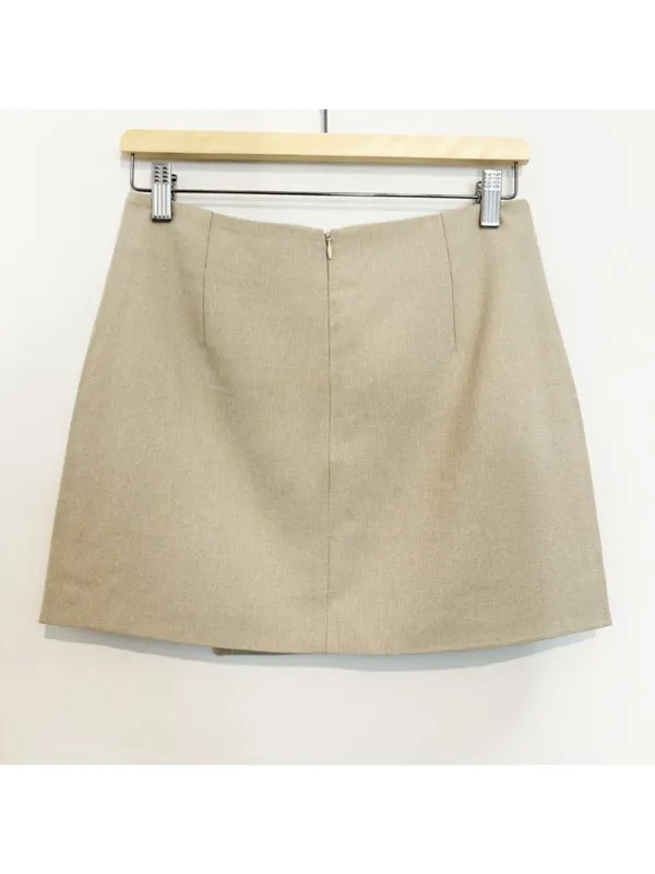White Fox On‎ The List Skirt Small Beige Faux Cargo Mini Slit Baddie Vegas Party - Image 9