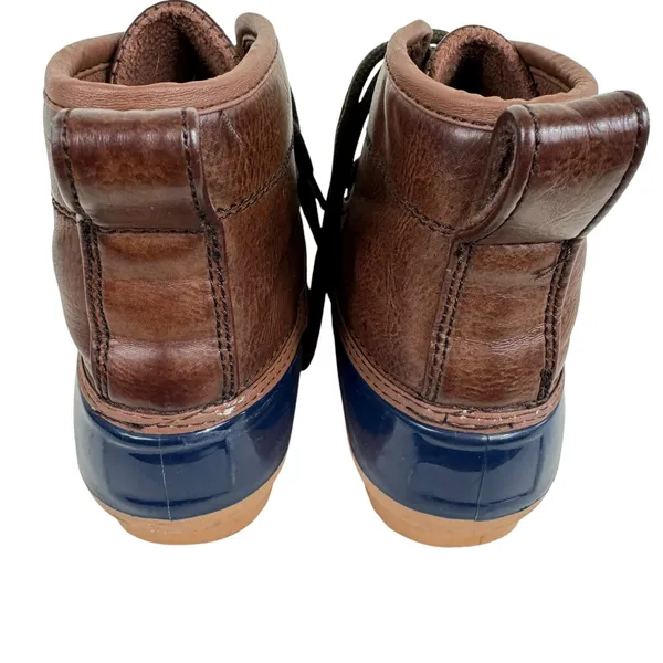 Capelli Brown Navy Rubber Faux Leather Lace Up Ankle Duck Boot Winter Size‎ 6 - Image 5