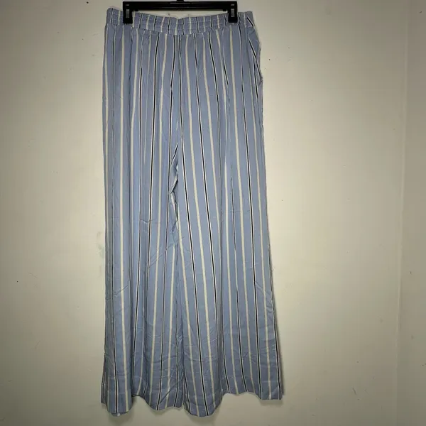 Rae Mode Blue White Striped Wide Leg Pants High Rise Rayon P6517 Womens‎ Large - Image 2