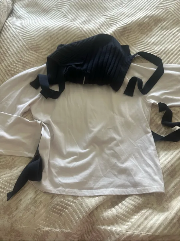 Zara Black Ribbed Half-Zip Mockneck Cropped Vest - Image 7