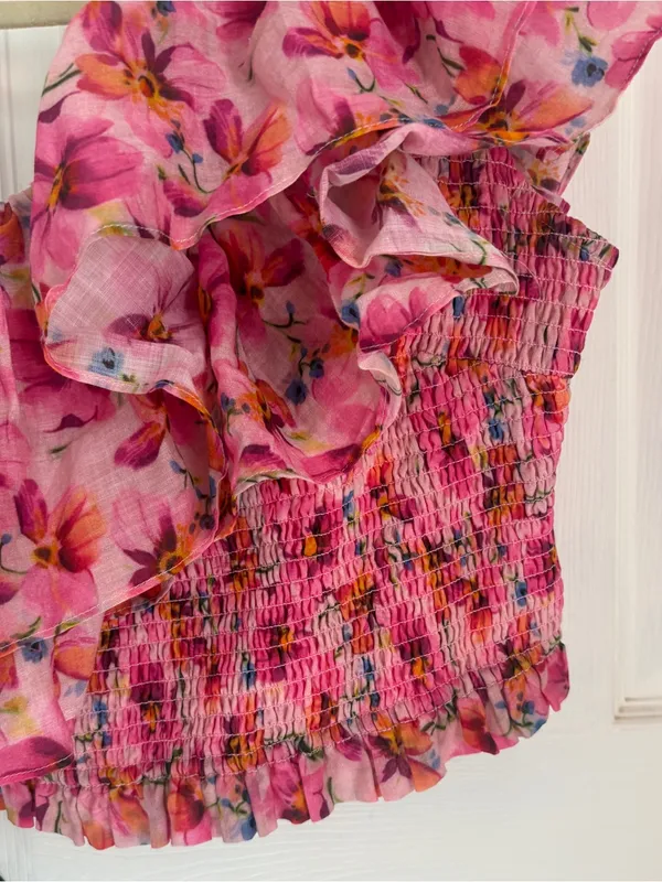 Endless Rose Two Piece Ruffle Skirt and One Shoulder Top Floral Set - Image 4