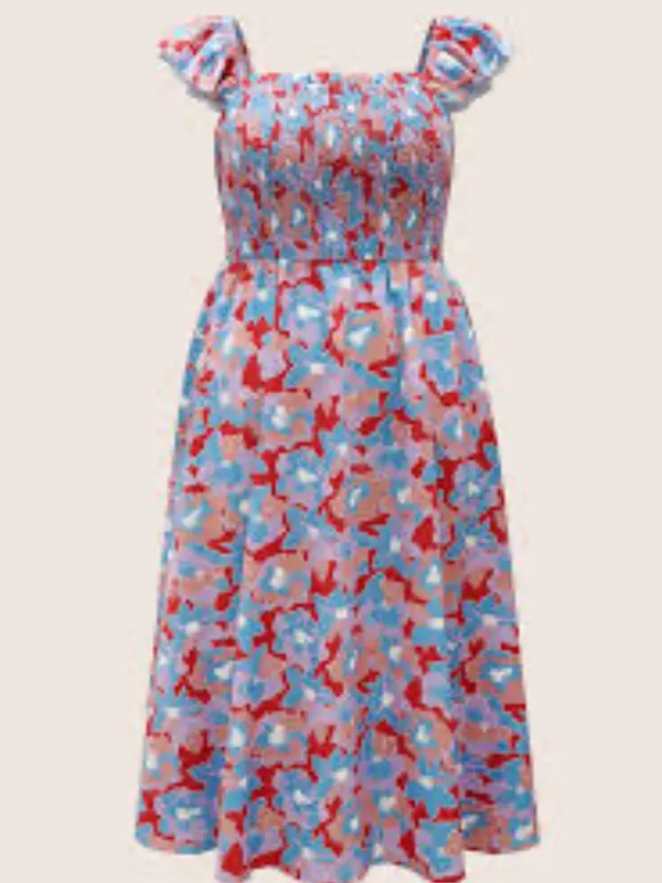 BloomChic Smocked Floral Maxi Dress in Red, Blue & Pink - Image 7