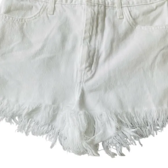 Show Me Your Mumu White Denim Distressed Frayed Hem Women Shorts - Image 2