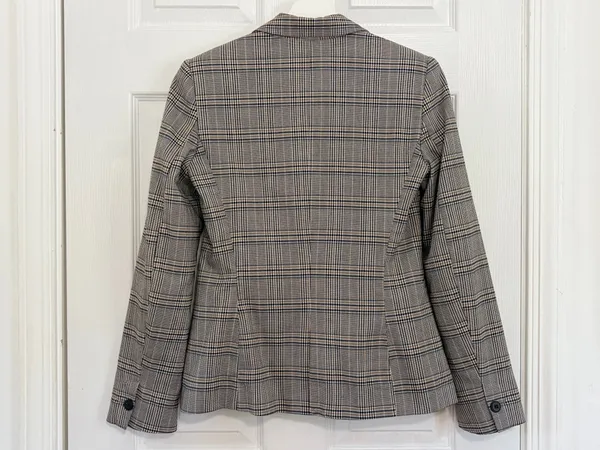 ZARA Womens Plaid Blazer Brown Glen Check Tailored Preppy Academia Old Money Chic Size S - Image 3