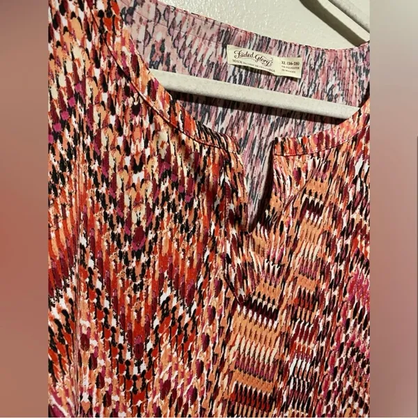 NWT Faded Glory Coral Pink Top | Long Sleeve Stretch Blouse | XL Casual Chic - Image 4