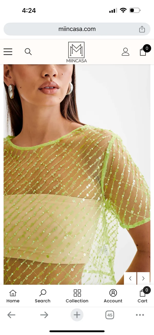 Meshki NWT Sequin Mesh Short Sleeve Crop Top - Image 4