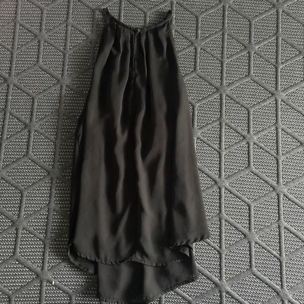 Black Halter, Satin Shirt with Button on the Back, Size L - Image 3