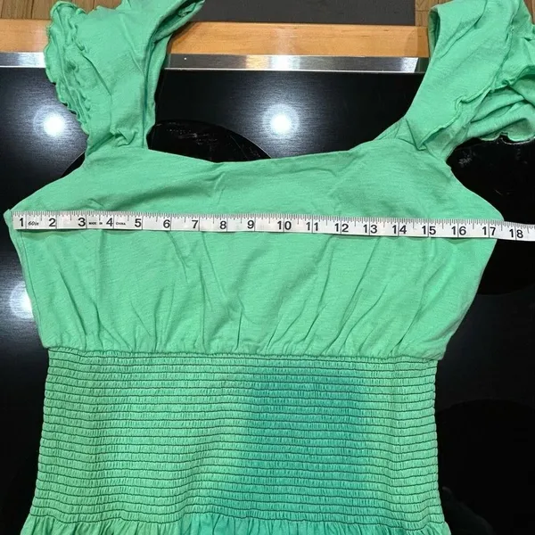Nation LTD Anthropologie Brittani smocked waist‎ midi dress green size M NWT - Image 7
