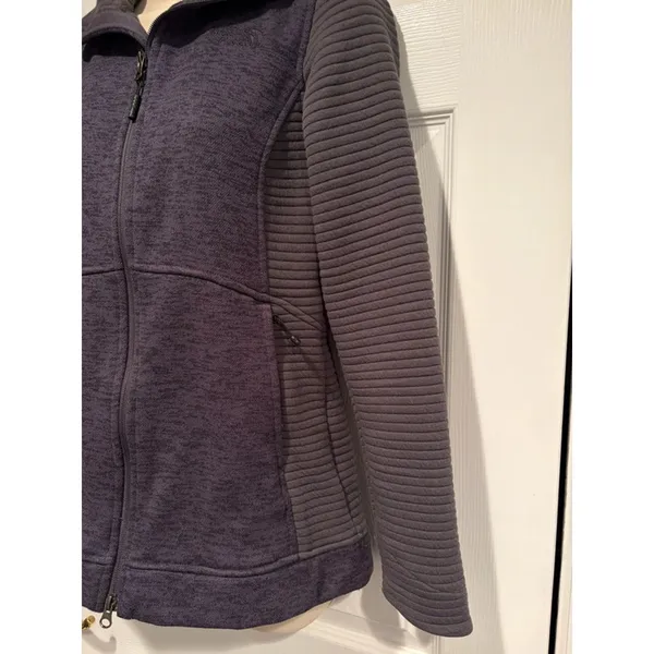 The North Face Womens XS Gray Moto Ribbed Full Zip Jacket Fleece Hoodie - Image 5