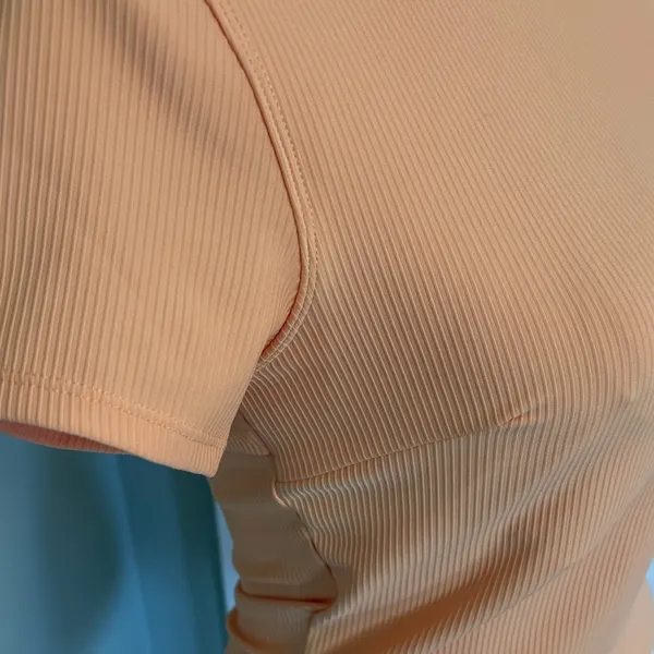 Move theology‎ Women's Orange Ribbed Top T-Shirt Size Medium - Image 4