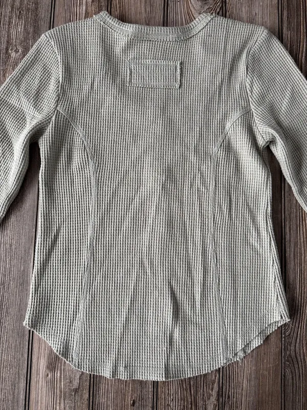 Very j thermal Sage Ribbed snap Button-Down Shirt waffle knit stretch soft NEW - Image 5