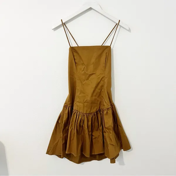 Maeve Drop Waist Mini Dress Brown Anthropologie Size Medium M - Image 3