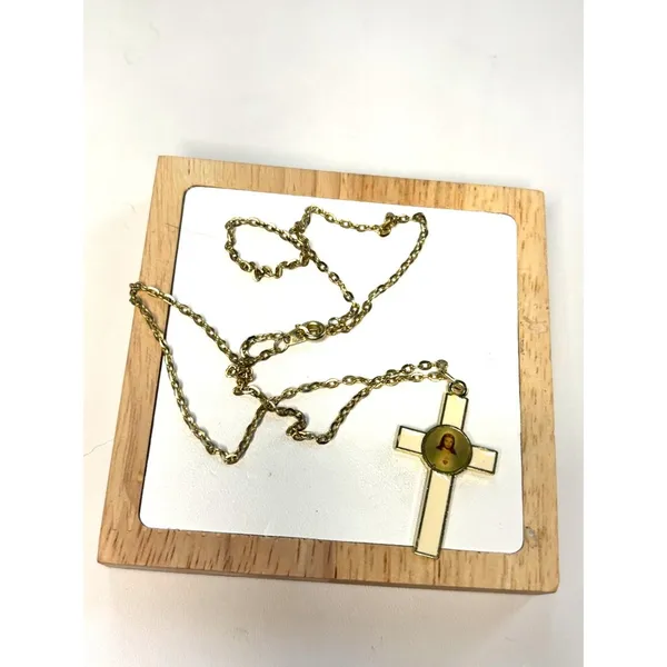 Vintage Gold-Tone Jesus Cross Pendant Necklace - Image 2