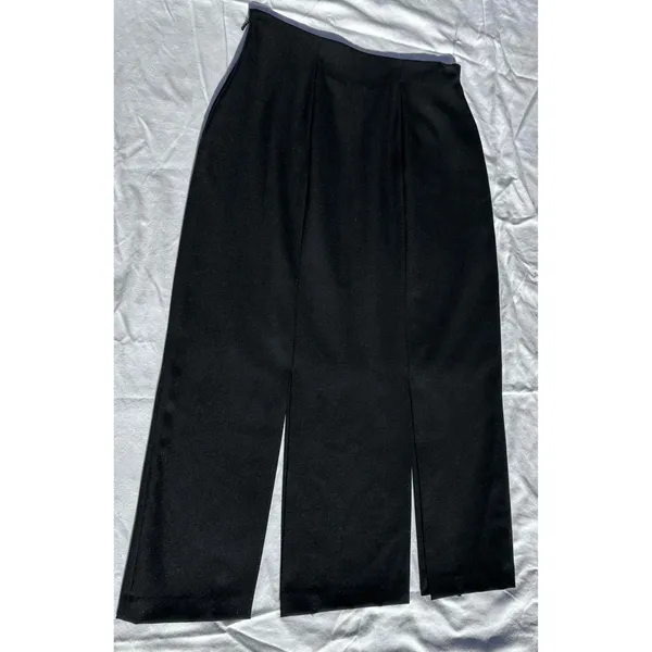 Erez Collections Midi Bedazzled Skirt 100% Wool Gold Studs Slits Black Women's S - Image 11