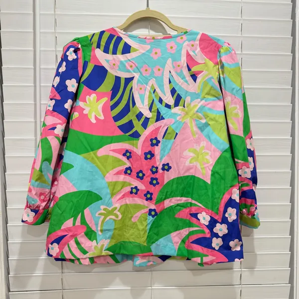 NEW $188 Mary George Stella Top Sz M Bright Color Paradise Punch RicRac Cotton - Image 9