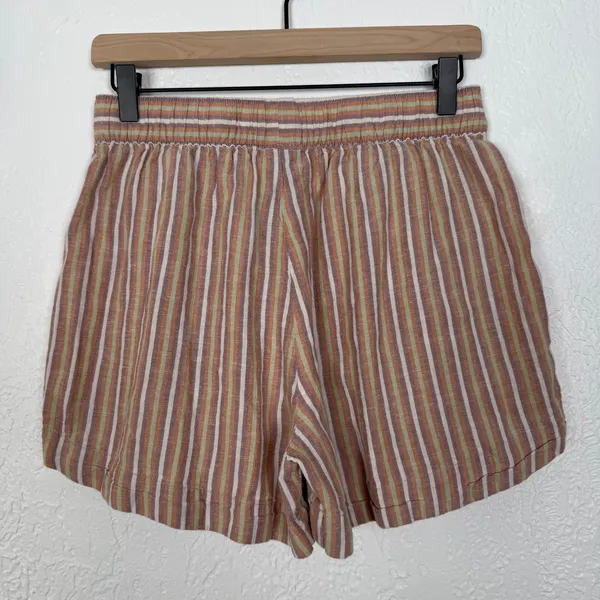 Patagonia Garden Island Shorts Striped Hemp Blend Elastic Waist Size Small - Image 2