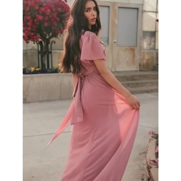 Jessakae Dusty Pink Eloise Chiffon Maxi Dress Sz.S - Image 3