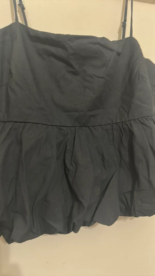 PaperMoon Black bubble tank spaghetti strap with elastic on back new with tags - Image 2
